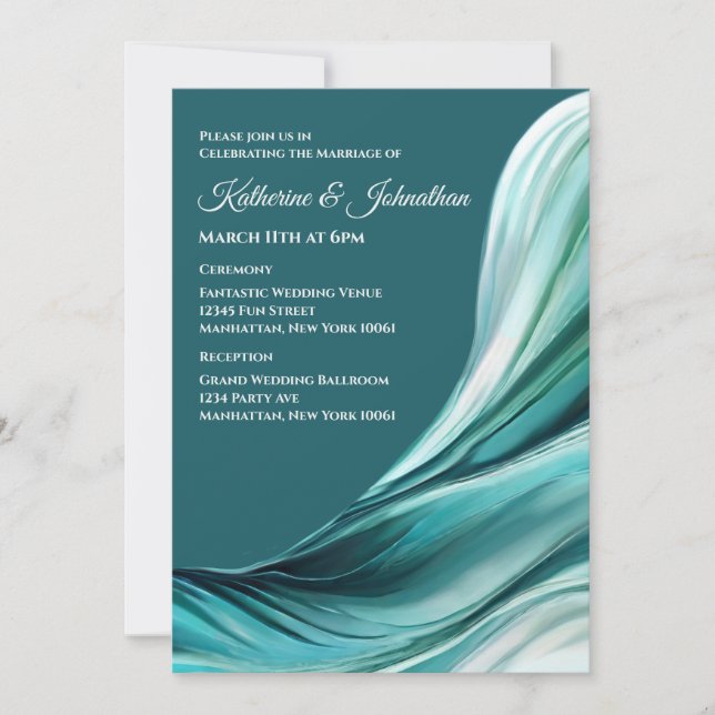 Moderne Wedding-Emerald Green- Einladung (Vorderseite)
