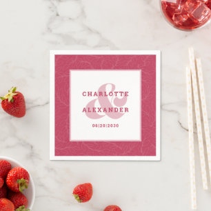 Moderne Wedding Magenta Red Trendy Bride & Groom Serviette
