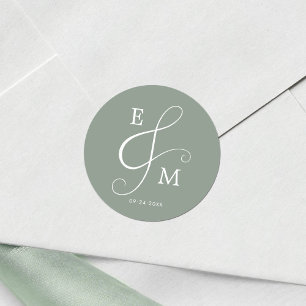 Moderne Wedding Monogram Elegant Ampersand Runder Aufkleber