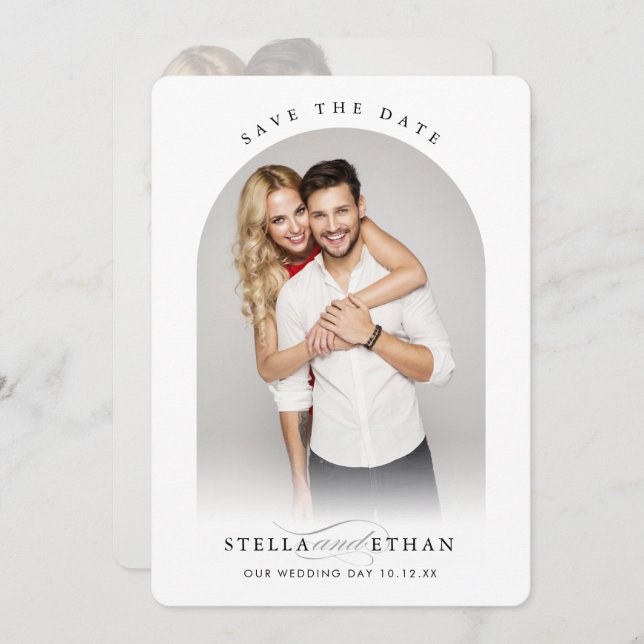 MODERNE WEDING-Foto-Kalligraphie Einladung (Vorne/Hinten)