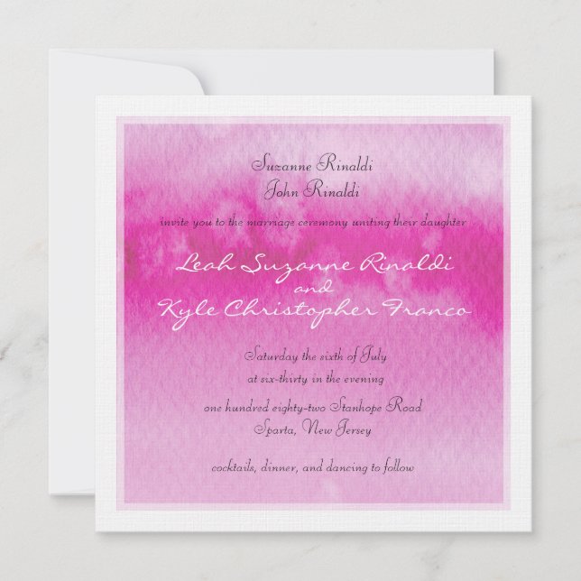MODERNE WEDING INVITE ombre watercolor fuschia Einladung (Vorderseite)