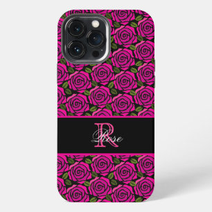 Moderne, weibliche, heiße rosa Rosen, benutzerdefi iPhone 13 Pro Max Hülle