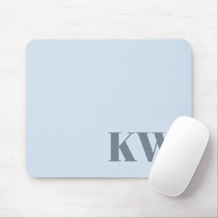 Moderne weiche blaue Monogramm-Initialen personali Mousepad