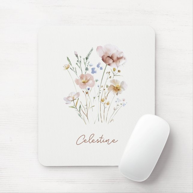 Moderne weiche florale benutzerdefinierte Name Mousepad (Mit Mouse)