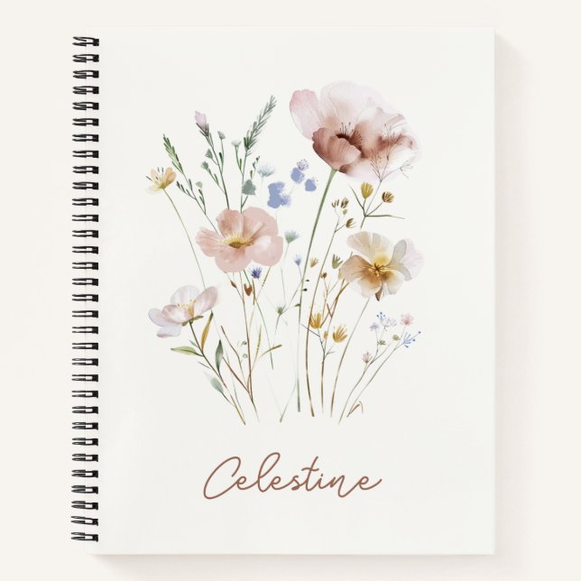 Moderne weiche florale Personalisierung Notizbuch (Vorderseite)