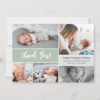 Moderne weiche grüne Foto Collage Baby Birth