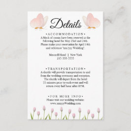 Moderne, weiche rosa Blüten und Schmetterlinge Som Begleitkarte