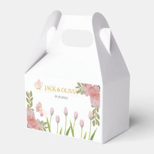 Moderne, weiche rosa Blüten und Schmetterlinge Som Geschenkschachtel