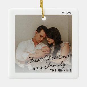 Moderne Weihnachten als Familienfoto-Ornament Keramikornament