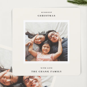 Moderne Weihnachten Beige Rahmen Foto Square