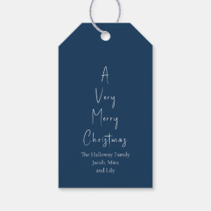 Moderne Weihnachten Blue Family Tree Gift Tags Geschenkanhänger