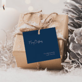 Moderne Weihnachten | Blue Square Family Gift Tag Geschenkanhänger