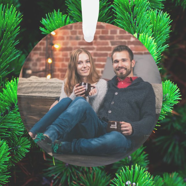 Moderne Weihnachten | Couple Foto Burgundy Maroon Ornament (Von Creator hochgeladen)
