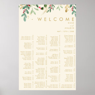 Moderne Weihnachten Creme Alphabetische Sitzplät Poster