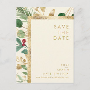 Moderne Weihnachten Creme Save the Date Postkart Einladungspostkarte