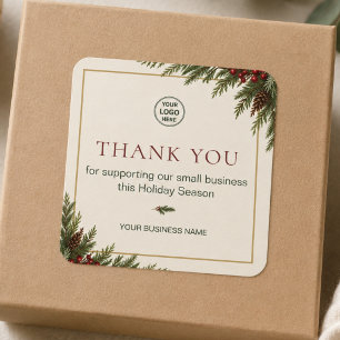 Moderne Weihnachten Danke schön für Kleinunternehm Quadratischer Aufkleber