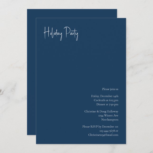 Moderne Weihnachten | Einladung zur Blue Holiday P (Vorne/Hinten)