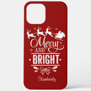 Moderne Weihnachten FROH UND HELL Schrift Monogram Case-Mate iPhone Hülle