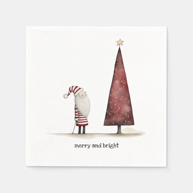 Moderne Weihnachten froh und hell Winter Serviette (Vorderseite)