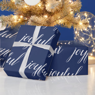 Moderne Weihnachten fröhlich blau Geschenkpapier