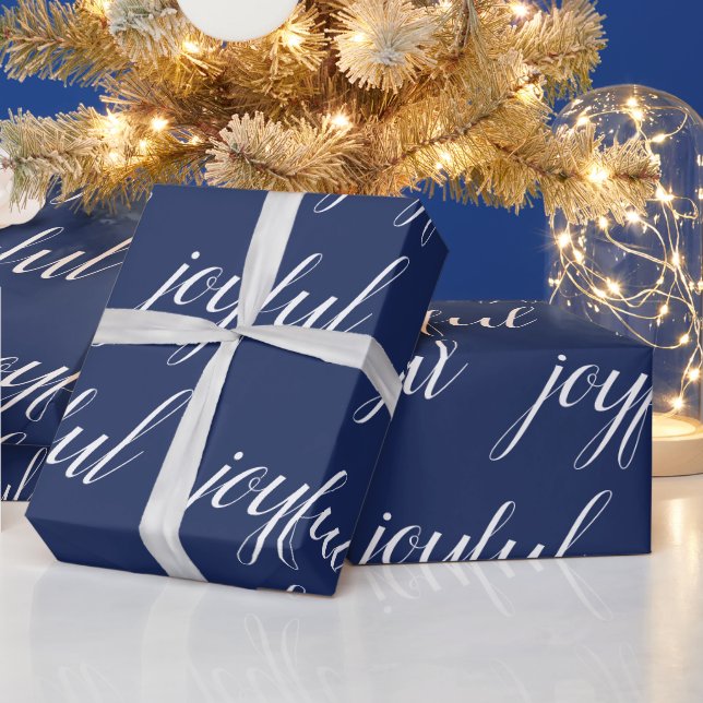 Moderne Weihnachten fröhlich blau Geschenkpapier (Feiertage)