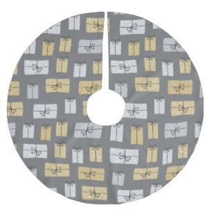 Moderne Weihnachten Gegenwart Doodles Polyester Weihnachtsbaumdecke