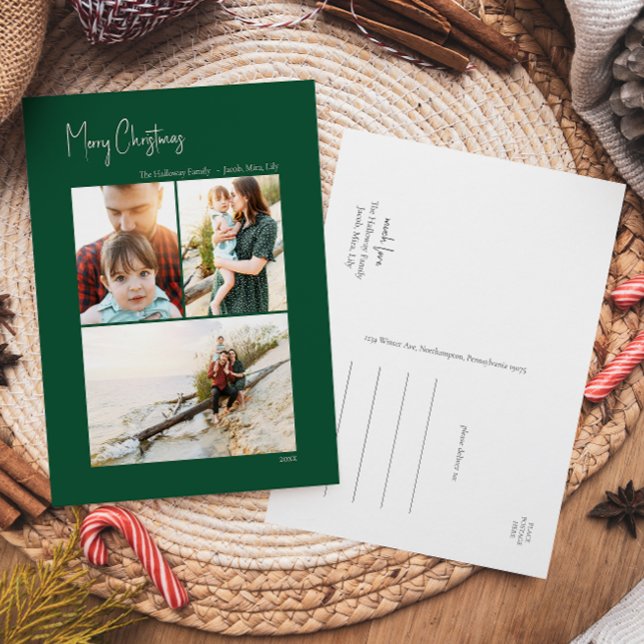 Moderne Weihnachten | Grünes Vertikales 3 Foto (Von Creator hochgeladen)