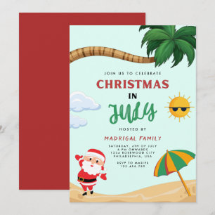 Moderne Weihnachten im Juli Party Einladung