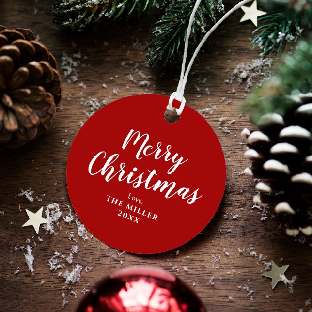 Moderne Weihnachten in Rot und Weiß Geschenkanhänger (Von Creator hochgeladen)