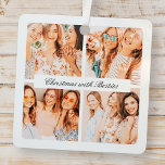Moderne Weihnachten mit Besties 4 Foto Urlaub Ornament Aus Metall<br><div class="desc">Design besteht aus moderner,  schicker Typografie mit Skript-Schriftart. Fügen Sie ein benutzerdefiniertes 4 Foto Ihrer beste Freundin oder Ihrer besten Freunde hinzu.</div>