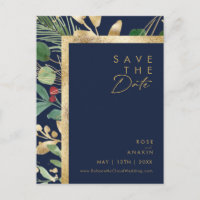 Moderne Weihnachten | Navy Save the Date Postcard