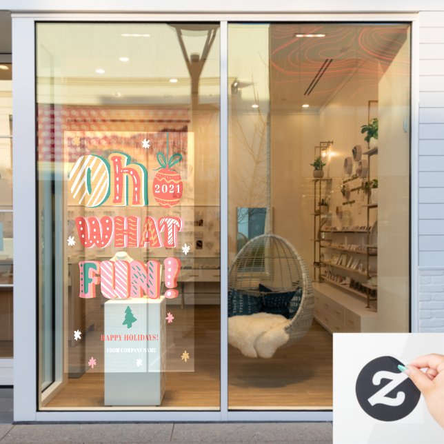 Moderne Weihnachten Oh, was Spaß Hand geschrieben Fensteraufkleber (Schaufenster)