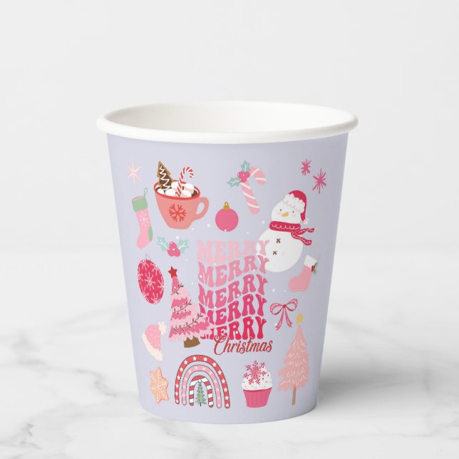 Moderne Weihnachten Pappbecher (Vorderseite)