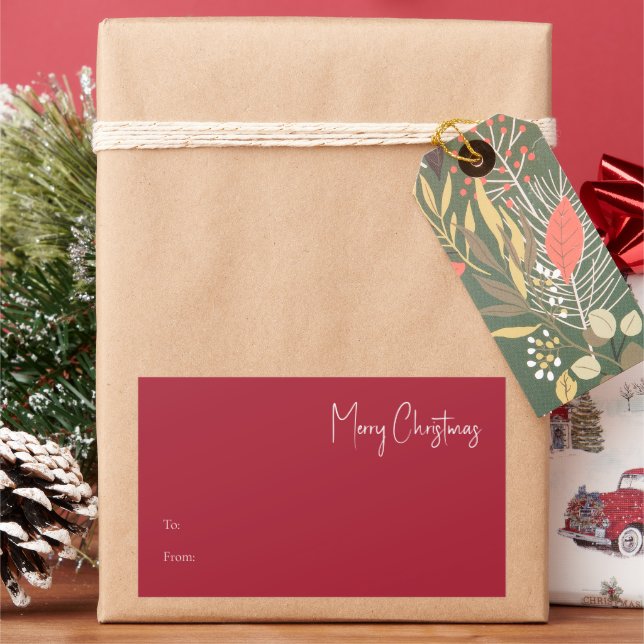 Moderne Weihnachten | Red Large Rectangle Gift Lab Rechteckiger Aufkleber (Feiertag)