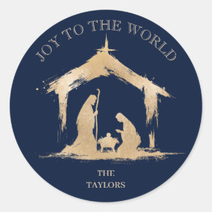 Moderne Weihnachten Religiöse Krippe Mary & Joseph Runder Aufkleber