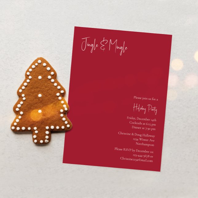 Moderne Weihnachten | Roter Jingle und Mingle Einladung (Von Creator hochgeladen)