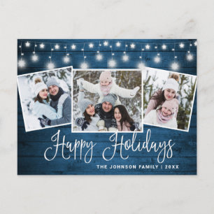 Moderne Weihnachten Rustikal 3 FOTO Gruß Feiertag Postkarte