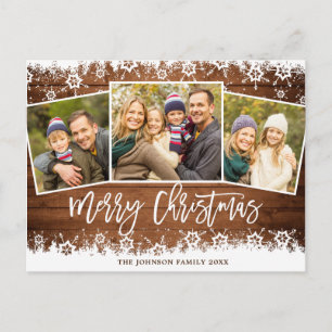 Moderne Weihnachten Rustikal 3 FOTO Gruß Feiertag Postkarte