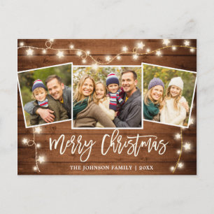 Moderne Weihnachten Rustikal 3 FOTO Gruß Feiertag Postkarte