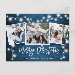 Moderne Weihnachten Rustikal 3 FOTO Gruß Feiertag Postkarte