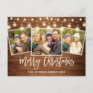 Moderne Weihnachten Rustikal 3 FOTO-Gruß Urlaub Postkarte
