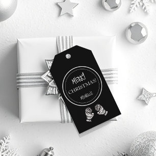 Moderne Weihnachten Schwarz-Weiß Personalisiert Geschenkanhänger