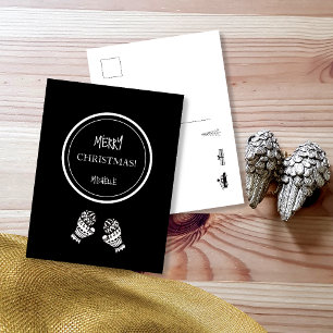 Moderne Weihnachten Schwarz-Weiß Personalisiert Postkarte
