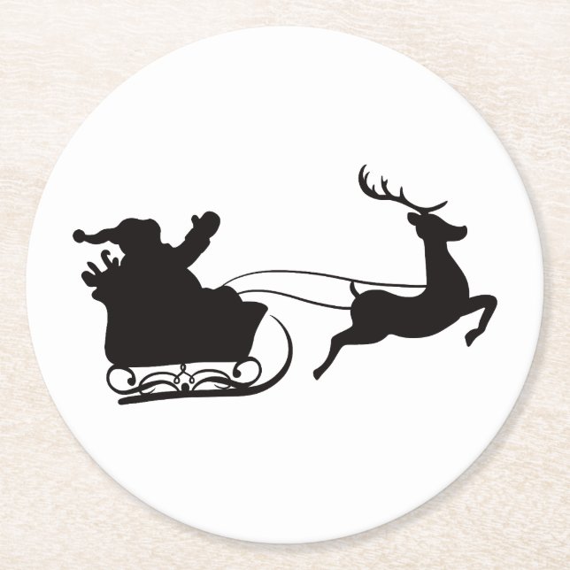 Moderne Weihnachten - Weihnachten und Reindeer Runder Pappuntersetzer (Vorderseite)