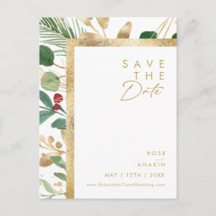 Moderne Weihnachten   Weiße Save the Date Postkart Einladungspostkarte