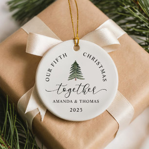Moderne Weihnachten Zusammen Paare Jubiläum Keramik Ornament