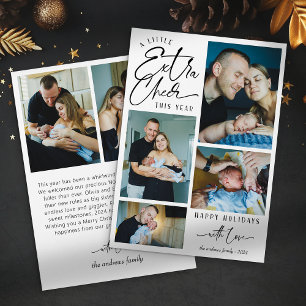 Moderne Weihnachts-Baby-Ankündigung-Fotocollage Feiertagskarte