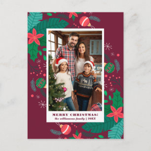 Moderne Weihnachts-Blätter Individueller Foto Postkarte