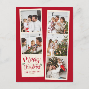 Moderne Weihnachts-Eleganz 5-Foto-Collage Feiertagspostkarte