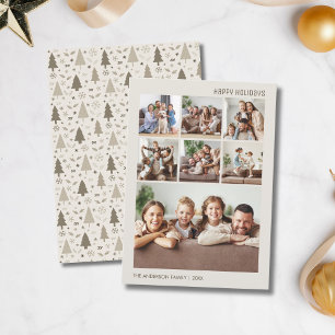 Moderne Weihnachts-Foto-Collage für 7 Familienfoto Feiertagskarte